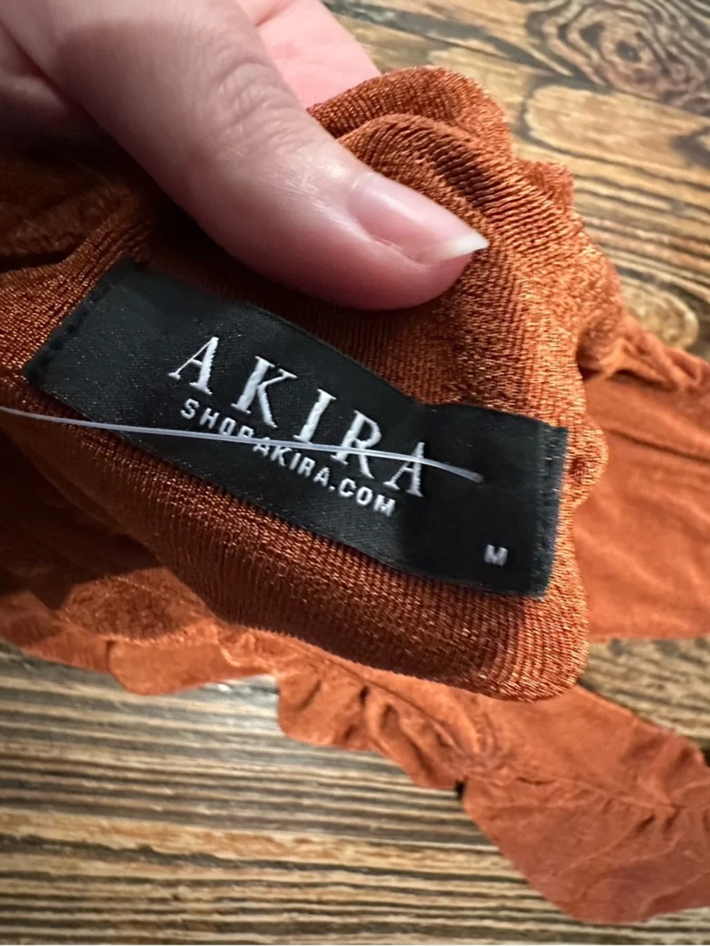 AKIRA Rusty Orange Ruched Bodysuit